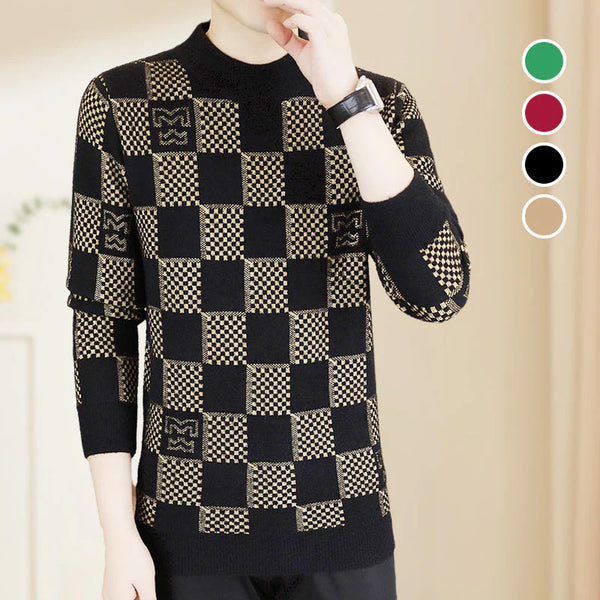 Men‘s Plaid Printed Thickened Pullover