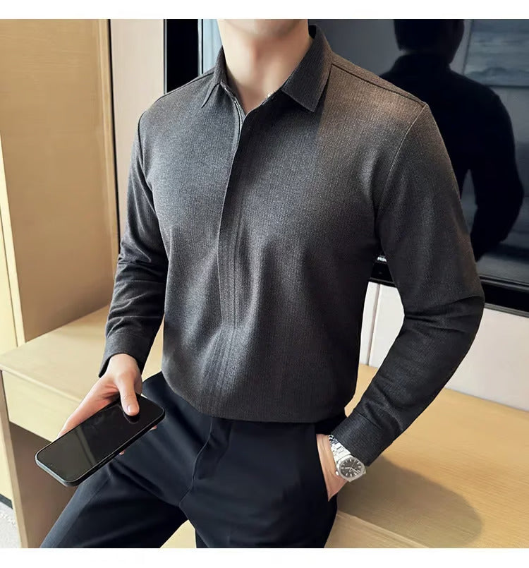 NEW Men's casual zipper long sleeve shirt